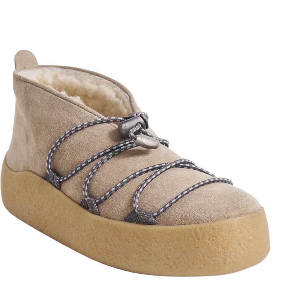 Free People Snowdrop Micro Genuine Leather & Shearling Boot - color Dustbunny